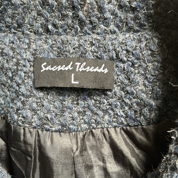 Sacred Threads Multicolor Floral Patchwork Boho Button-Up Coat Size L Junior - Picture 6 of 11